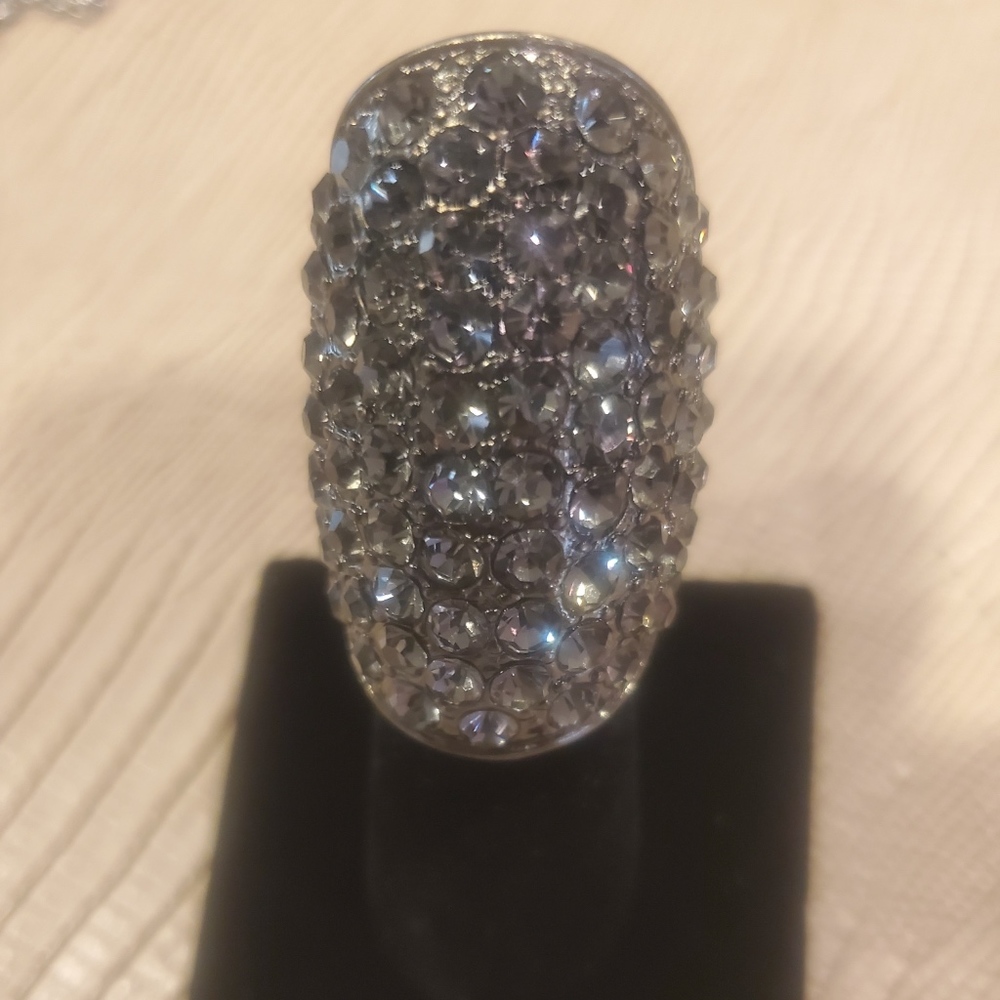 Black Crystal Statement Ring - image 4